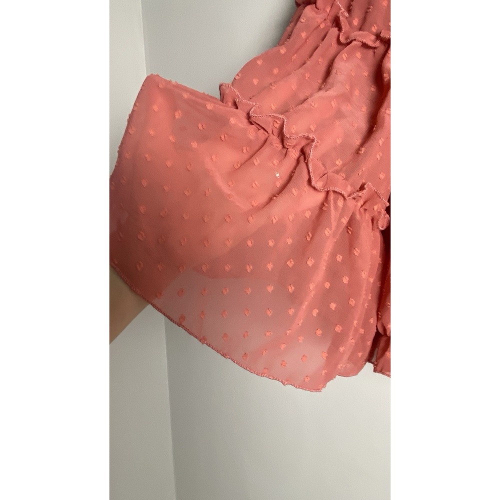 Women's BOHO Festival Sheer Top Flowy Off-Shoulder Cottagecore Polkadots‎ - NWT - Picture 5 of 9